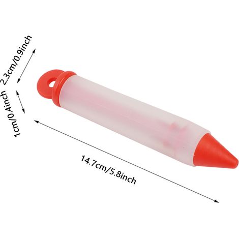Schokoladenstift mit 4 Silikonspitzen zur Dekoration von Gebäck und Kuchenformen – Rot (1/5)