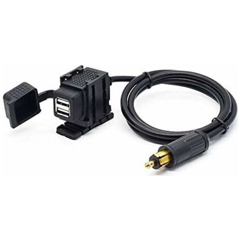 DIN Hella Adaptateur d'alimentation de prise de chargeur USB double moto 2.1A avec câble de 1.8m pour téléphone / iPhone / GPS SatNav