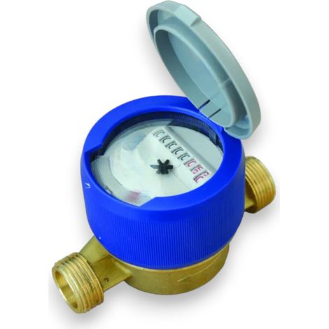 Contatore per acqua fredda calda con attacco 1/2" e cassa in ottone 5 rulli