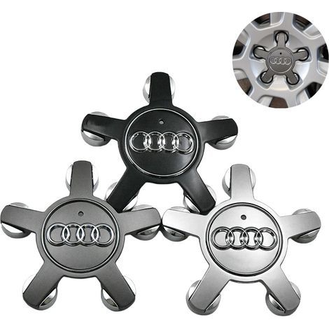 Lot de 4 convient pour les enjoliveurs de roue à cinq griffes Audi A4L//A5/A6L/A7/A8L/Q5/S6/TT/R8, enjoliveurs de roue à cinq griffes noirs 135 mm - gris (4F0601165N) (1/2)