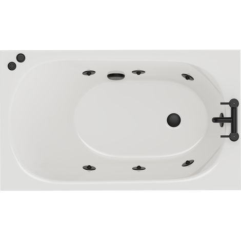 Compact 1200mm x 700mm 6 Jet Matt Black V-Tec Single Ended Whirlpool Bath (1/5)