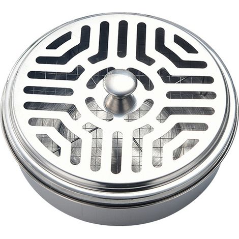 Support rond pour spirales anti-moustiques, disque en acier inoxydable, plateau portable pour spirales anti-moustiques avec couvercle creux (1/5)