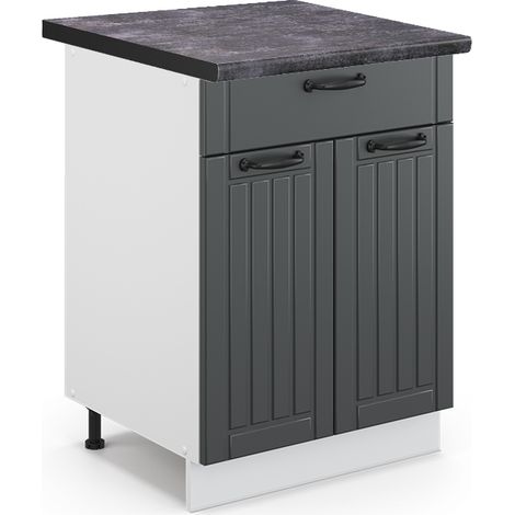 Meuble cuisine Fame-Line, Anthracite campagne, 60 cm avec tiroir, PT Anthracite, Vicco