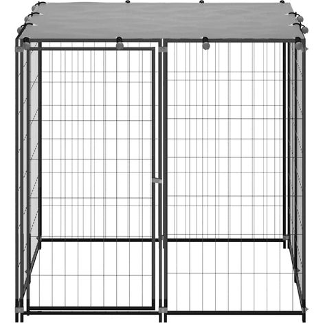 Maison Exclusive - Gabbia per Cani Nera 110x110x110 cm in Acciaio (1/5)