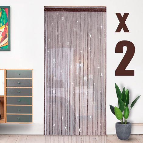 Set mit 2 Pailletten-Gardinen (100 x 200 cm) mit Fransen für die elegante Dekoration von Fenstern, Türen, Geburtstagen, Hochzeiten, Partys und Hotels, Braun (1/5)