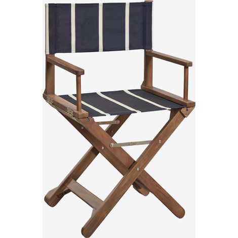 SKLUM Pack mit 2 faltbaren Regiestühlen für den Garten aus Akazienholz Ridley Marineblau – Tapioka-Beige