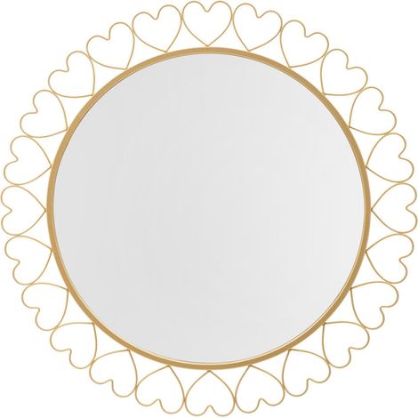 Specchio da parete in metallo oro, Ø80x2,5 cm – Hearts (1/5)