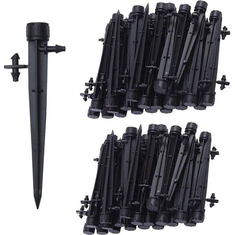 100 Mikro-Bewässerungsdüsen, 360-Grad-8-Loch-Wasserfluss-Bewässerungstropfer, geeignet für 1/4-Zoll-Schläuche (4-7 mm), für Bewässerungssysteme. (1/2)