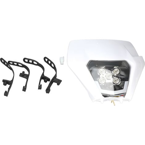 Faro anteriore per moto fuoristrada DC 12V, faro a LED ad alta luminosità con carenatura per modifica luci moto fuoristrada, bianco