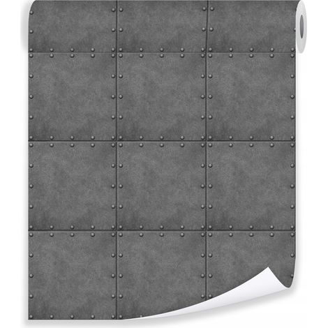 Papier peint béton gris 3D effet loft déco murale industriel – rouleau 0,5 x 10 m intissé Wallarena