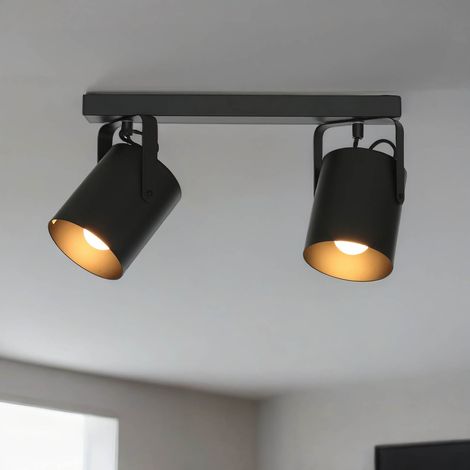 Deckenstrahler Schwarz 2 flmg E27 Wohnzimmer