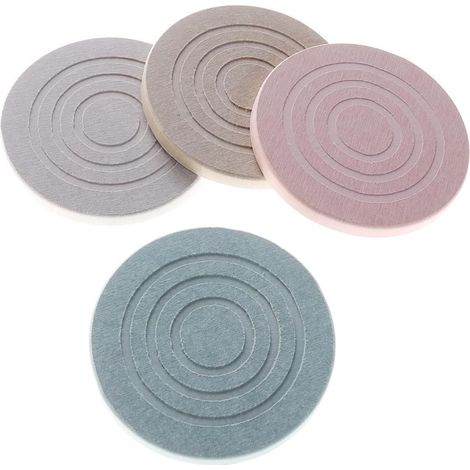de 4 sous verres ronds en diatomite résistants à la chaleur