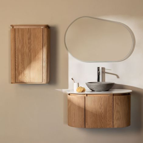 Conjunto de mueble de baño suspendido 90x50 cm en madera Carsone SKLUM
