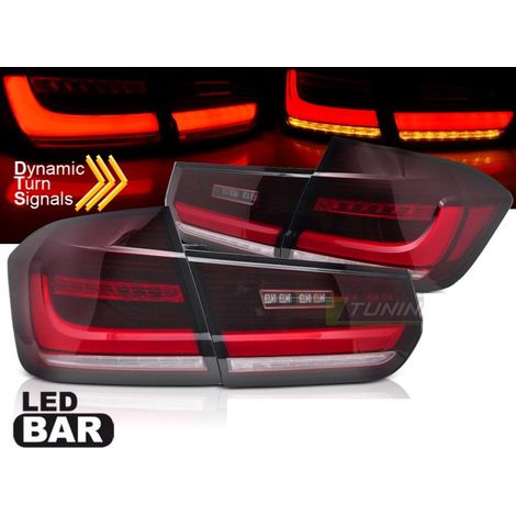 Paire de feux arriere BMW serie 3 F30 Berline 11-18 FULL LED BAR Dyn Rouge Blanc (1/4)