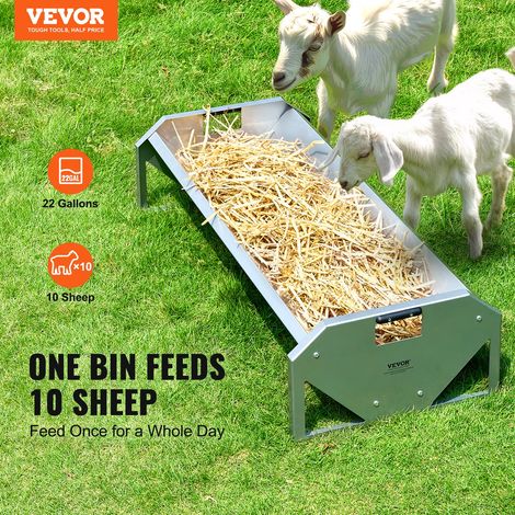 Mangeoire à foin pour bétail, capacité de 100 L, râtelier à foin pour chèvre, 114 x 49 x 28 cm, support à foin en acier galvanisé p… (1/5)