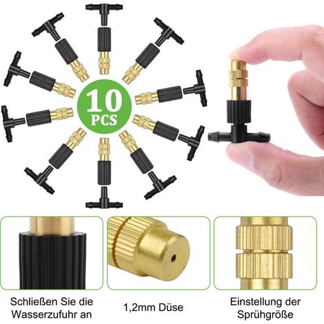 Sprühregner – Verstellbarer Messingkopf – Sprühbewässerungssystem für Garten, Rasen, Gewächshaus – 10 Stück (1/5)