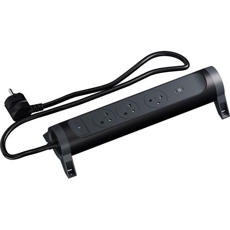 Rallonge multiprise 3x2P+T 16A 230V 3680W et 2 Ports USB C 20W Charge Rapide, 1,5M, Noir (1/2)
