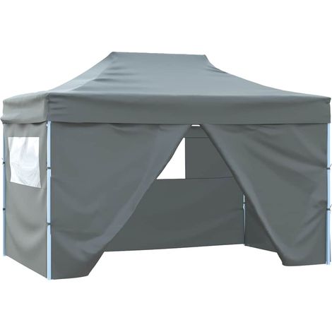 Tente de réception pliable Tonnelle de Jardin - Rapide à Installer avec 4 parois 3x4 m Acier Anthracite BV854461 - BonneVie (1/5)