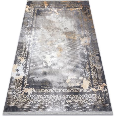 Modern LUCE 77 Teppich Rahmen vintage - Strukturell grau / Senf grey 154x220 cm