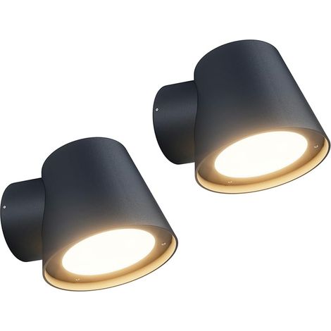 2 Pièces Applique GU10 Extérieure/Intérieur, Moderne Éclairage Mural, étanche IP65 Lampe Murale Extérieur, pour Jardin Balcon, Aluminium+PC, Ampoule non incluse, Anthracite (1/5)