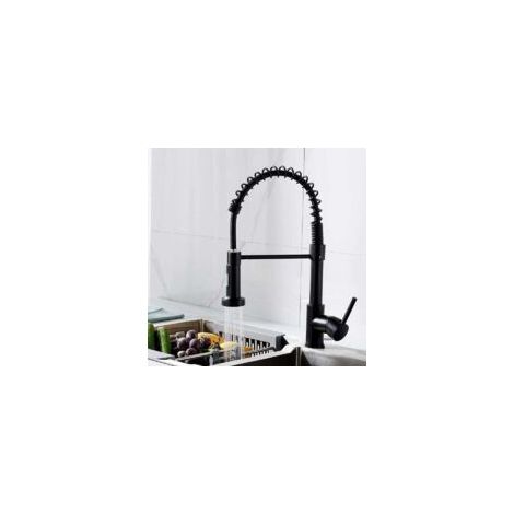 (Noir)Robinet de cuisine avec douchette rotative à 360° robinet de cuisine monocommande réservoir d'eau chaude et froide disponible