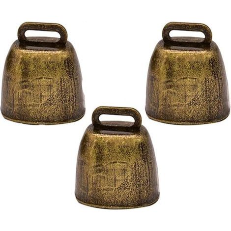 Lot de 3 Cloche, Laiton, Antique, Bronze, Fer, Animal, Décoration (1/5)