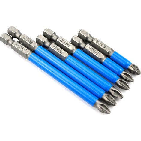 VURAHOME - 10PCS Embout de tournevis magnétique, acier allié industriel S2/PH2 tournevis électrique antidérapant tête cruciforme (anti-dérapant PH265mm) (1/4)