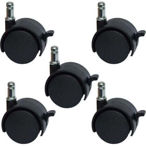 Roulettes de rechange pour chaise de bureau ou tabouret de 5,1 cm - avec frein (lot de 5) (1/4)