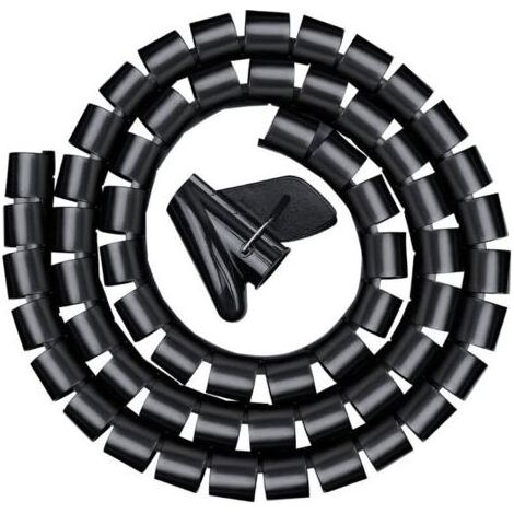 Pair Goulotte de câbles 3,0 m, gaine spiralée flexible pour bureau, gaine spiralée pour câble de 20 mm, noire (1/4)