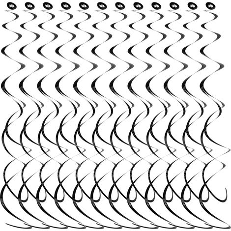 12Pcs Guirlandes Spirales Aluminium Plafond Décorations Anniversaire Mariage Fête Noire (1/5)