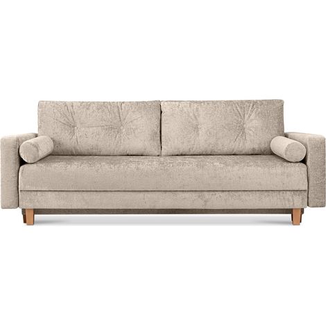 KONSIMO ERISO Schlafsofa 3Personen mit weiche Sitzfläche und hohe Rückenlehne, beige (1/5)