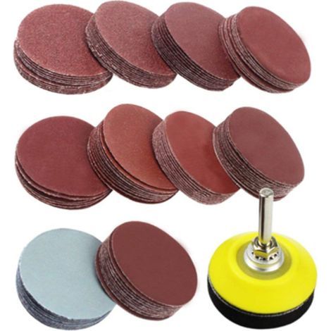 100 Pièces Disque Abrasif 50mm Disques de Ponçage Grain 80/100/180/240/600/800/1000/1200/2000/3000 pour Dremel Meulage (1/5)