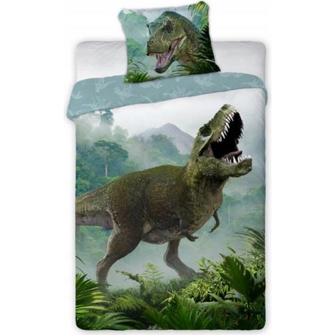 Dino T-Rex Bettwäsche-Set 140x200 70x90 Baumwolle Grün Jugend