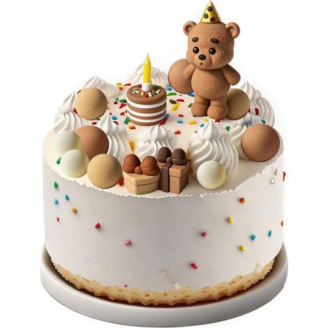 Teddybär Tortendeko Set Ours Brun Décoration Gâteau Anniversaire, Bärchen Cake Topper Tenu Ferme, pour Fête Mariage (Bougies non incluses) (1/5)