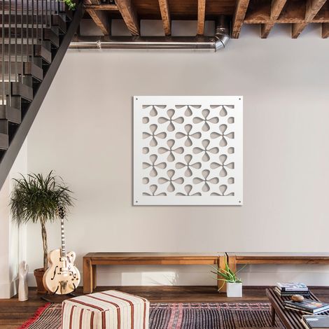QUADRIFOGLIO - Pannello in PVC traforato - Parasole - Colore: bianco - Misura: 48x48 cm (1/3)