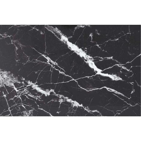 Table Top Black 100x62 cm 8mm Tempered Glass with Marble Design vidaXL