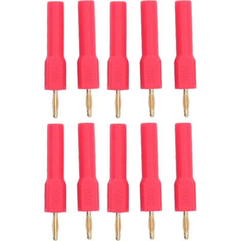 Connecteur de fiches banane 2mm mâle à 4mm femelle, adaptateur en laiton plaqué or 30V rouge 10 pièces (1/5)