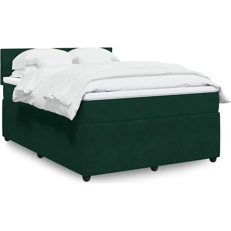 Boxspringbett mit Matratze Dunkelgrün 140x200 cm Samt (1/5)