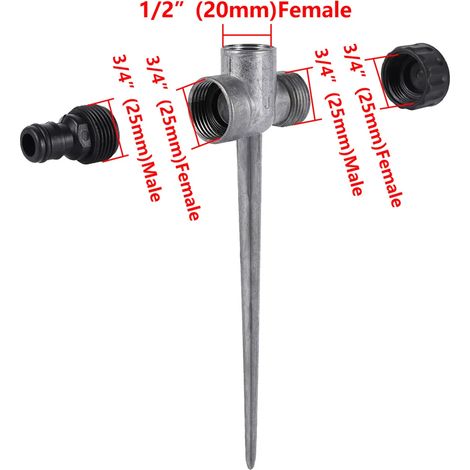 (Support en alliage de zinc) Arroseur à bascule rotatif pour jardin, filetage mâle 1/2", buse réglable en laiton pour l'arrosage des pelouses et des champs. Outils d'irrigation (1/5)
