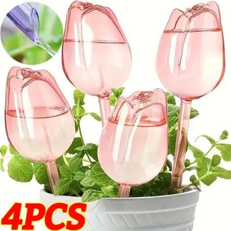 (2 pièces - Violet) 4/1 arrosoir automatique à goutte-à-goutte pour plantes tulipes en plastique, globes d'arrosage, fournitures d'arrosage automatique, insert pour jardinière, dispositifs d'arrosage