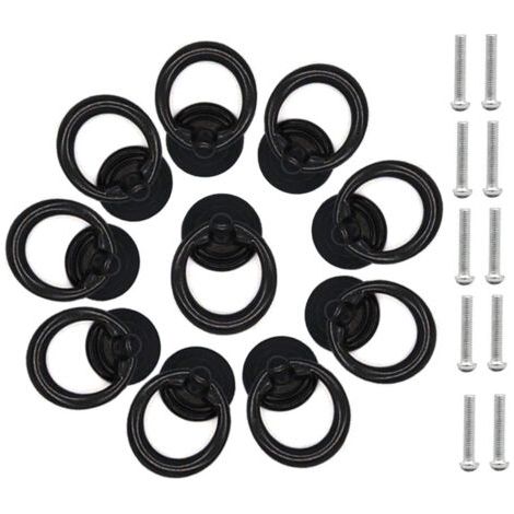 10er-Pack schwarze Metallschrankgriffe mit Schrauben, Einzelringgriff für Schränke, Schubladen und Kommoden (1/5)