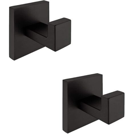 BUNTHAUS Bademantelhaken fürs Badezimmer, schwarze Handtuchhaken, 2er-Set, Wandmontage, SUS304 Edelstahl, einzelner Bademantelhalter