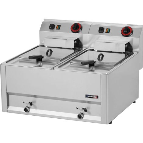 Friteuse électrique double à poser avec vidange - 2x8L - 12000W - Casselin