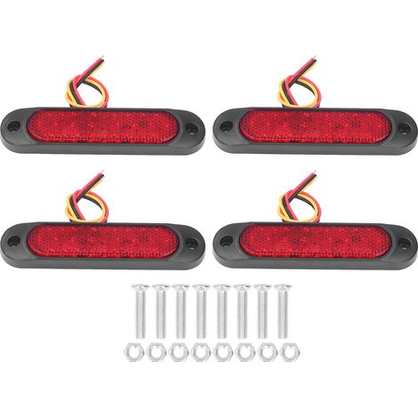 4 réflecteurs lumineux pour voiture 27LED 1200LM IP67 étanche universel pour camping-car yacht van camion Rouge (1/5)