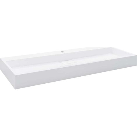Waschbecken/Waschmuschel/Waschtisch 120 x 46 x 11 cm Mineralguss/Marmorguss Weiß (1/5)