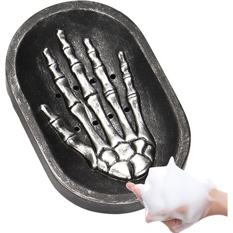 rod holder resin bathroom cleaning tray with hand skeleton