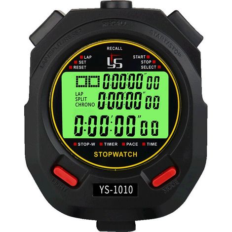 Chronomètre Chronometre Professionnel Mémoire avec Fonction Muet et Lumièr Minuterie Chronomètre Lumineux Électronique pour Minuterie d'arbitre de natation d'entraînement de course à pied (1/5)