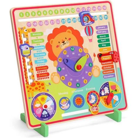 Horloge d'apprentissage en Bois pour Enfant - Tableau Éducatif - Horloge de Saison - Jouet Éducatif Montessori (1/4)