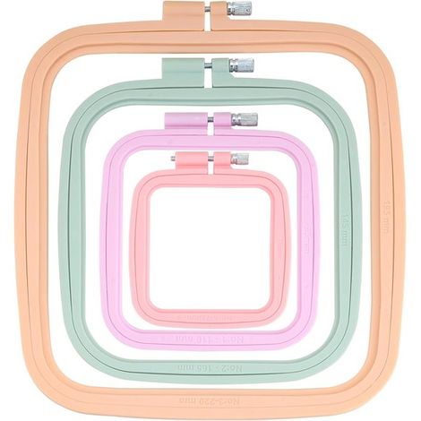 Telai da ricamo，Set di telai da ricamo，4 misure，Telai da ricamo quadrati，Telai per punto croce，Telai da ricamo in plastica，Set da 4 pezzi (1/5)