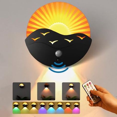Luz de puerta con sensor recargable RGBW (con mando a distancia), aplique LED de pared, luz nocturna con sensor para el pasillo.